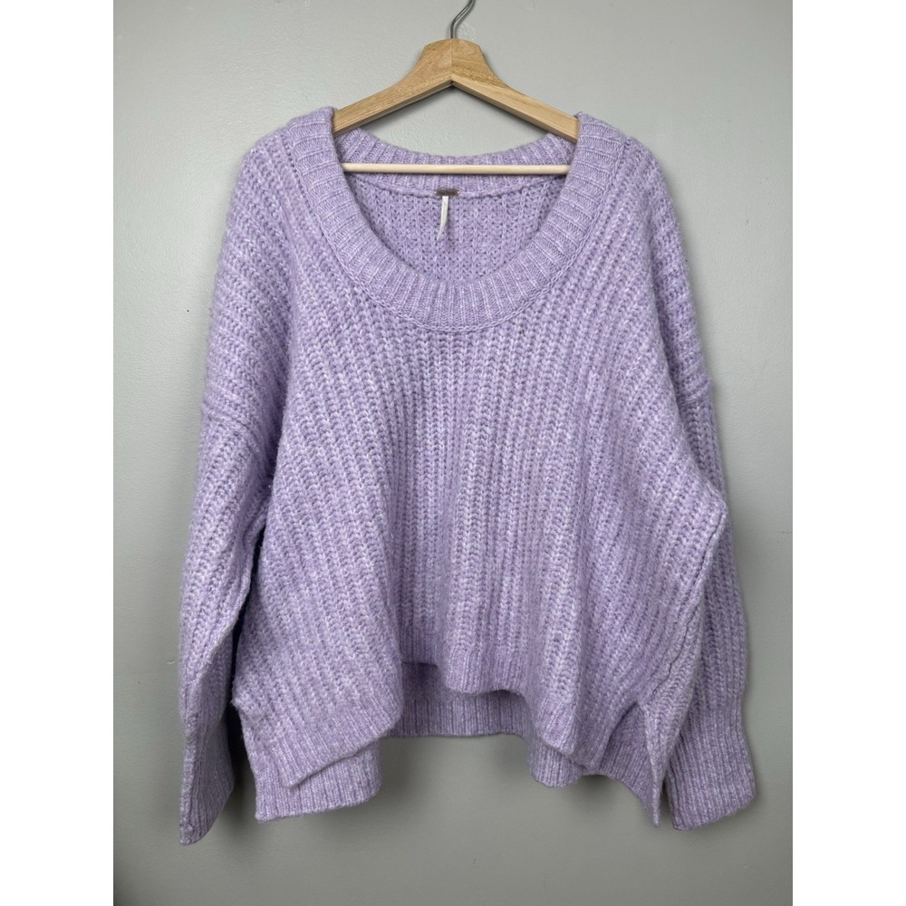 Free People Blue Bell Oversized Chunky Knit Purple Lavender Sweater Cozy‎ Casual